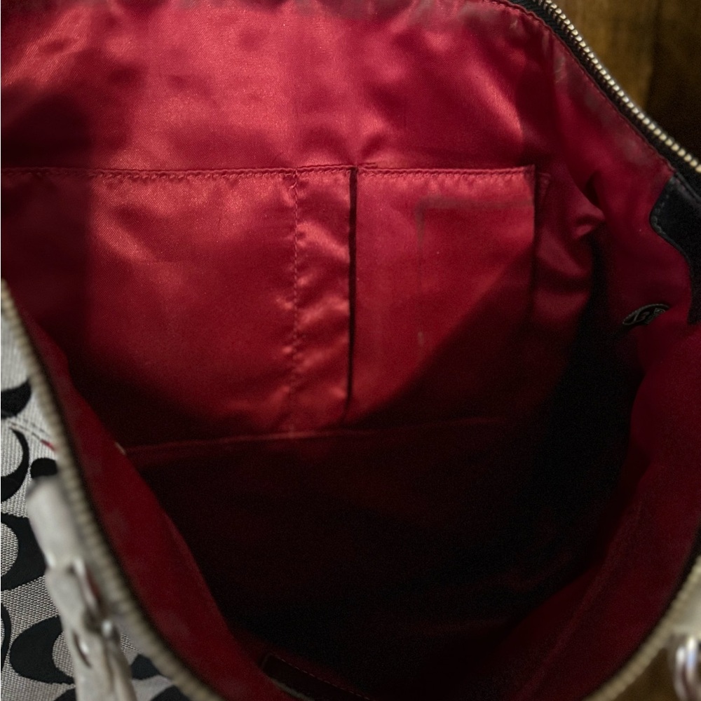 Coach Poppy Black and Red Signature Handbag - Picture 4 of 8